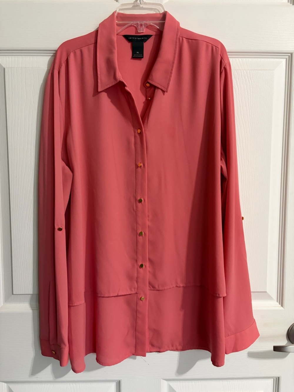 Coral Pink Button-Front Blouse